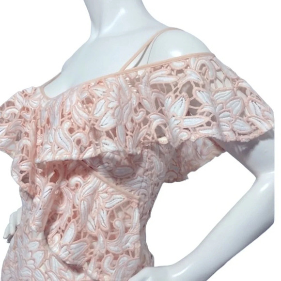 Club Monaco Nawale Lace Dress White Peach Size 0 - Picture 7 of 10